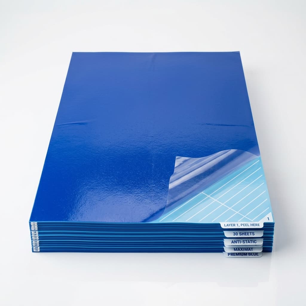 Contamination control sticky mats for lab entry.