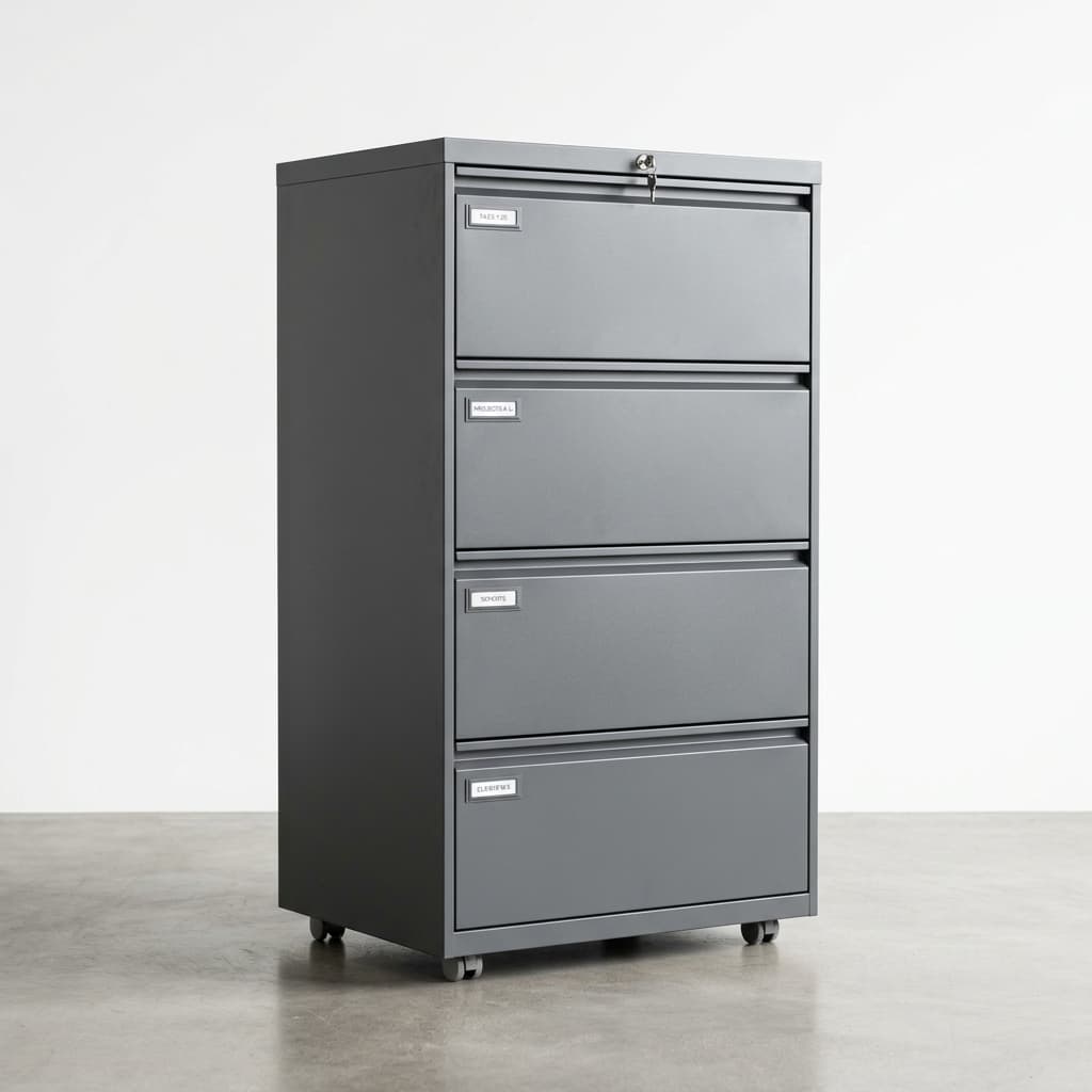 Functional office storage units and filing cabinets.