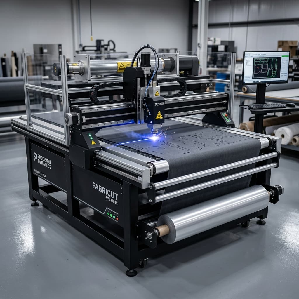 High-precision fabric cutting machines for mass production.