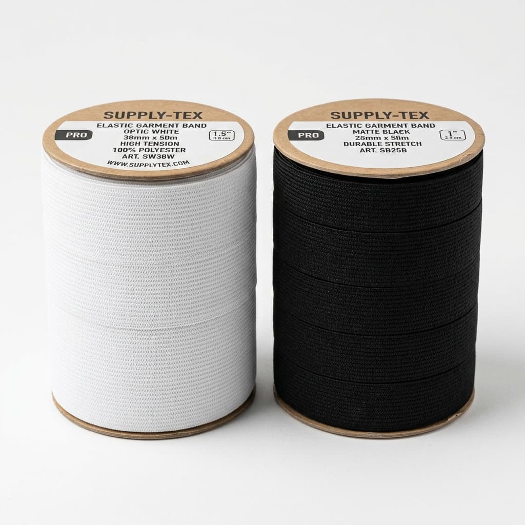 High-stretch industrial elastic bands for textile production.