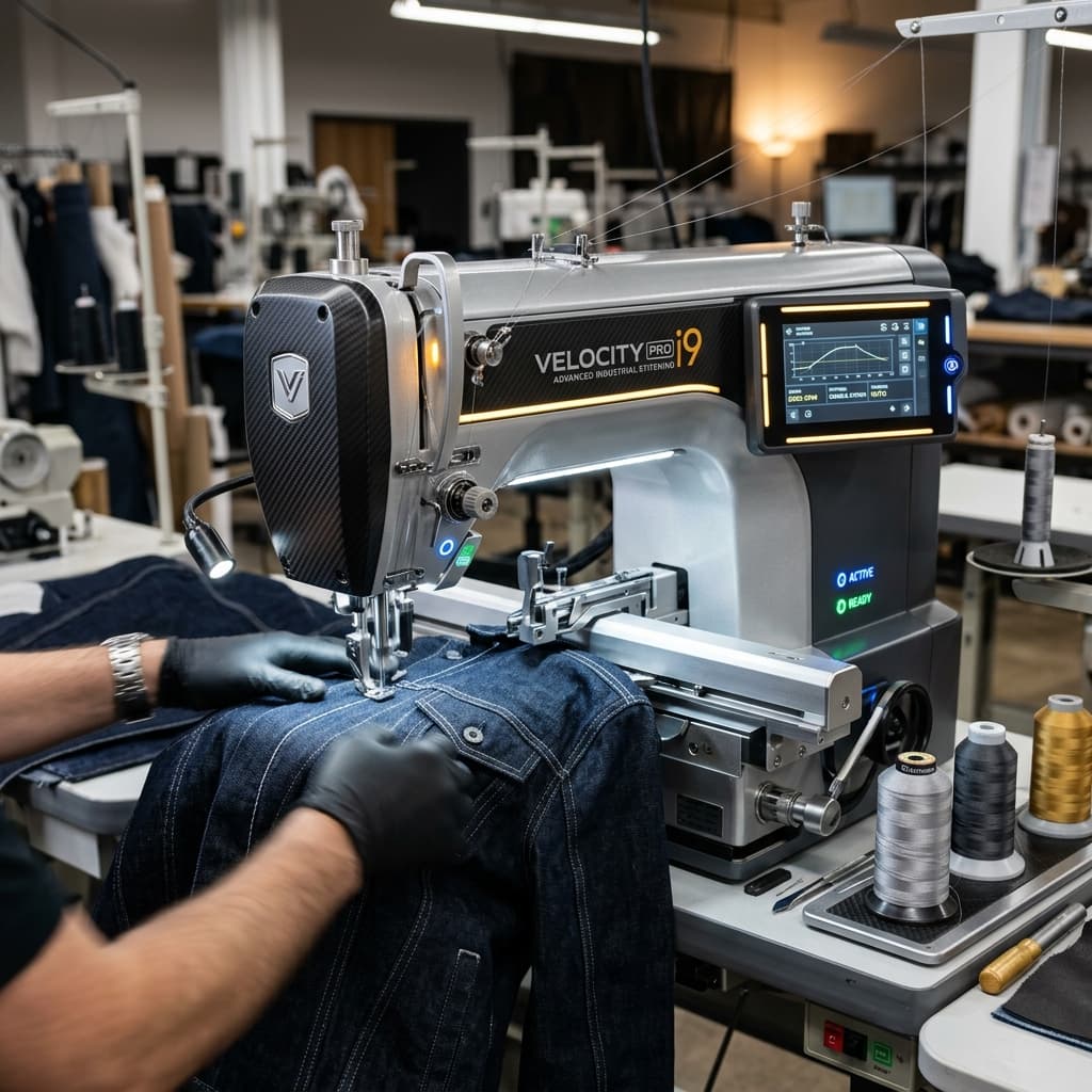 High-speed clothing stitching machines for factories.