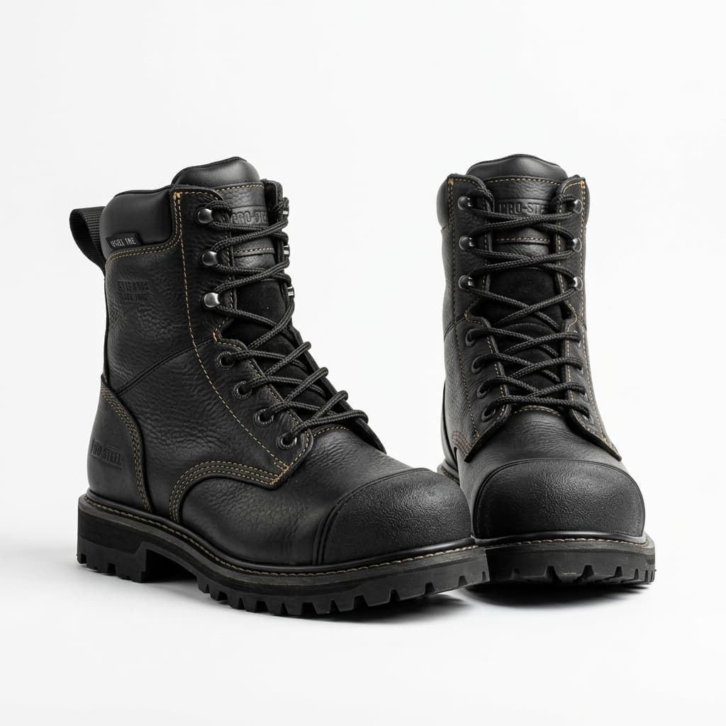 Steel-toe industrial safety shoes for site engineers.