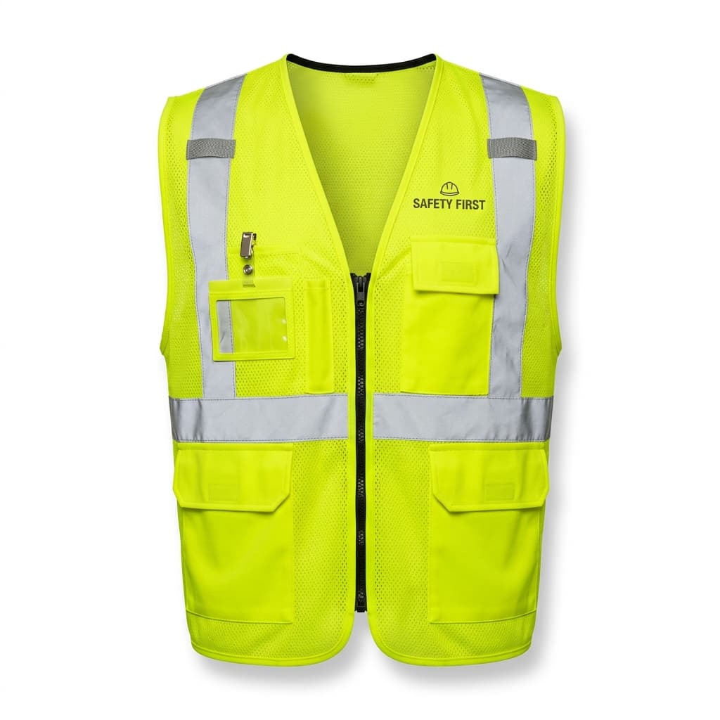 Luminous high-visibility vest for on-site worker safety.