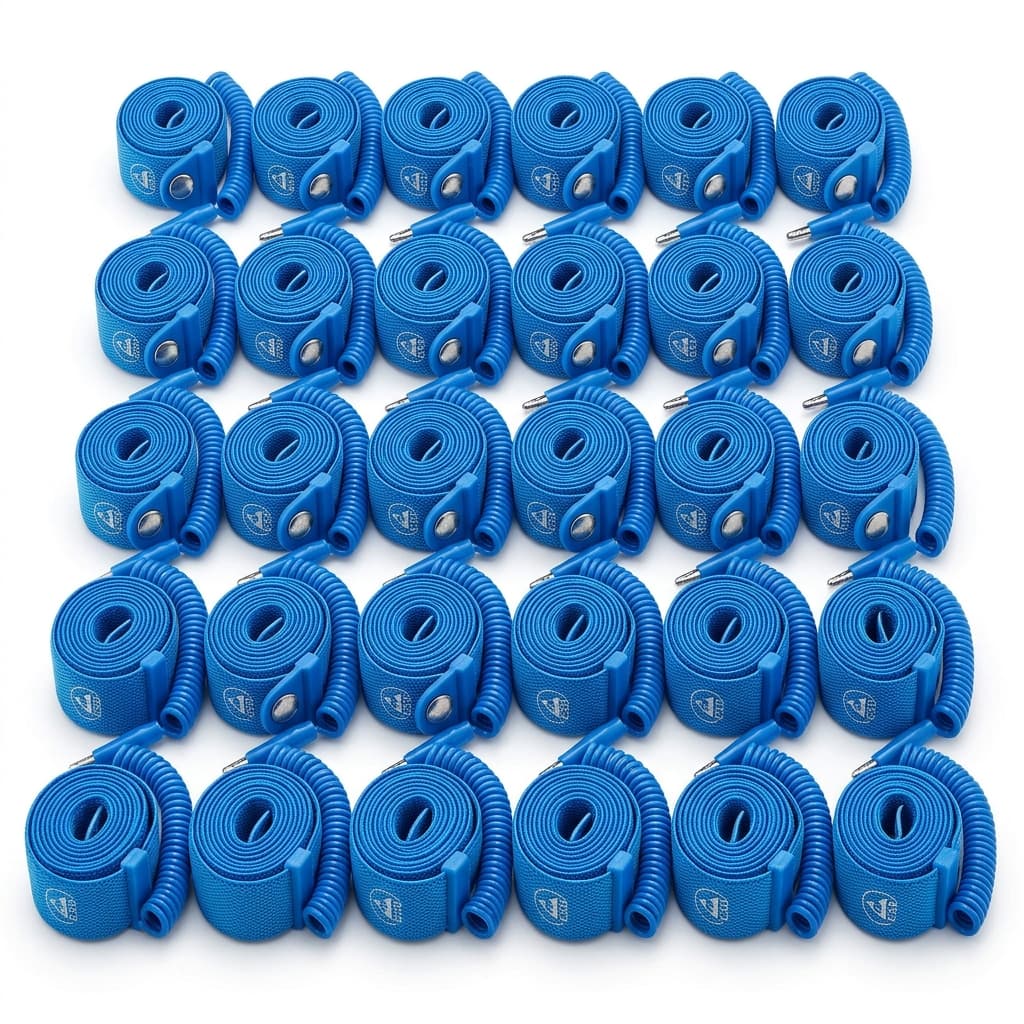 Anti-static ESD wrist straps for electronics manufacturing.