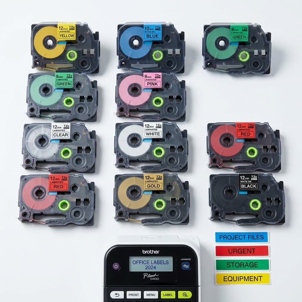 Durable labeling solutions for office organization.