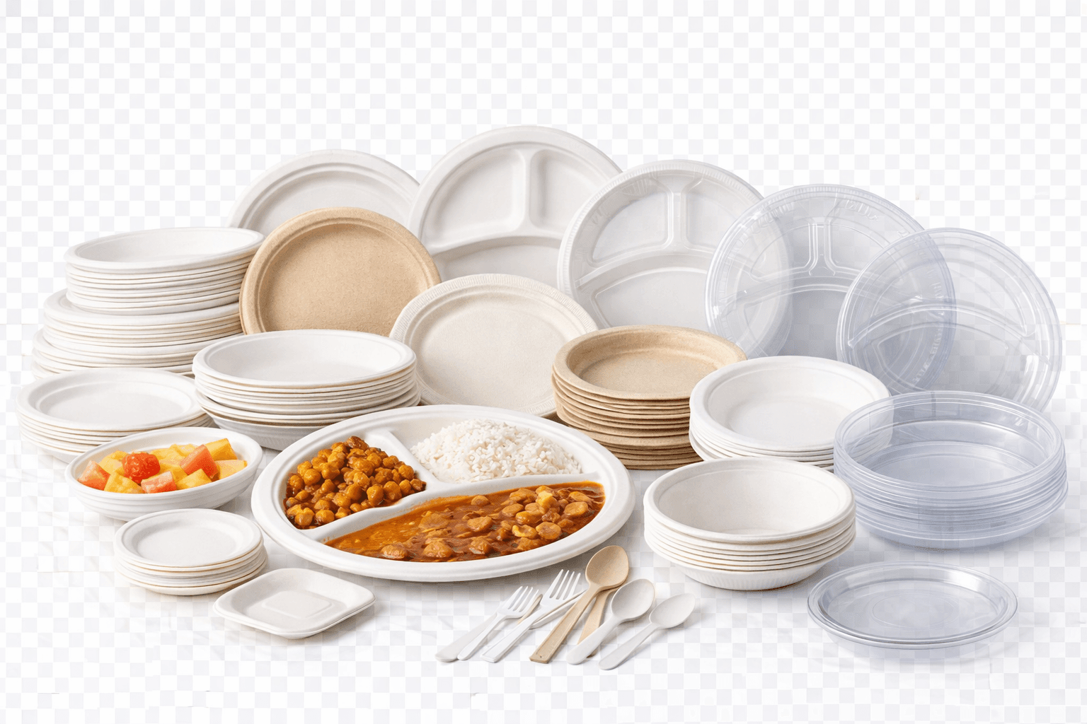 Durable kitchenware and plates for office dining.