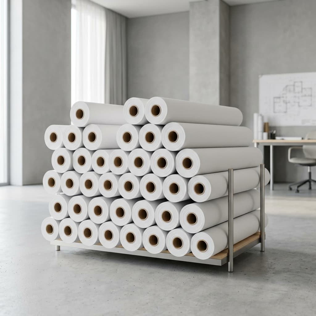 Large scale plotter rolls for architectural drawings.