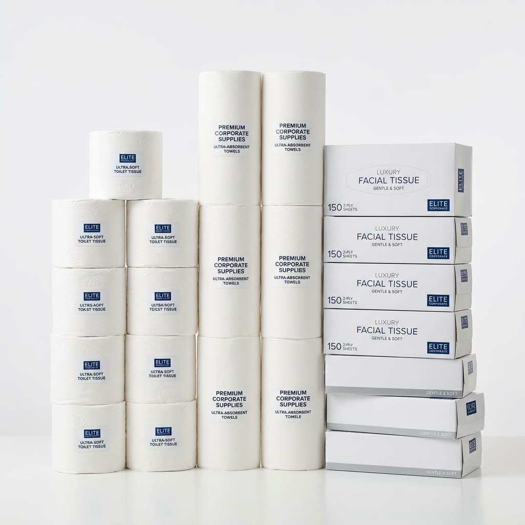 Soft hygiene tissue paper rolls from a housekeeping material supplier in Chennai.